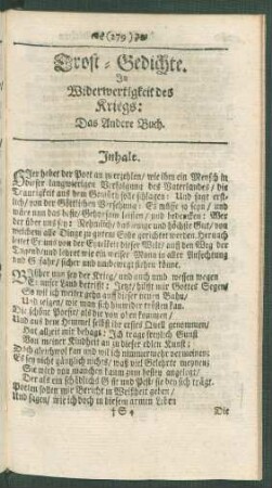 Trost-Gedichte. In Widerwertigkeit des Kriegs: Das Andere Buch.