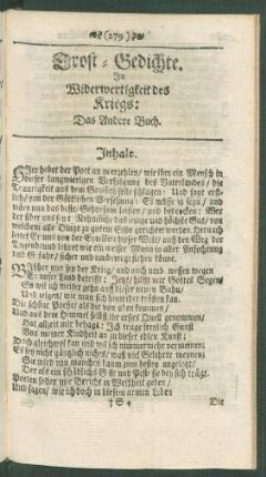 Trost-Gedichte. In Widerwertigkeit des Kriegs: Das Andere Buch.