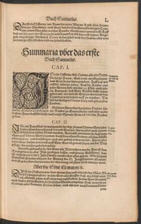 Summaria uber das erste Buch Samuelis.