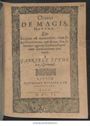 Oratio De Magis, Matth. 2.