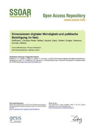 Dimensionen digitaler Mündigkeit und politische Beteiligung im Netz
