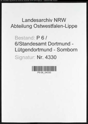 Sterberegister Standesamt Dortmund-Lütgendortmund-Somborn