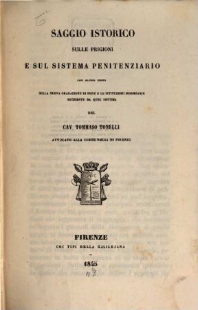 Saggio istorico sulle prigioni e sul sistema penitenziario ...