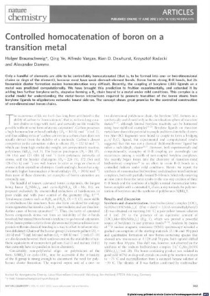 Controlled homocatenation of boron on a transition metal