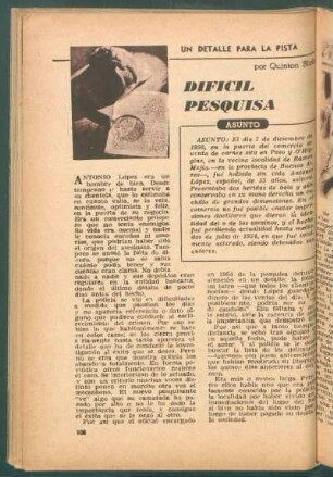 Difícil pesquisa : Un detalle para la pista