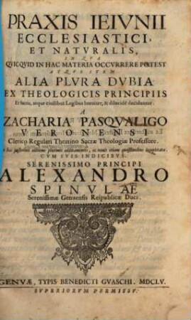 Praxis Ieiunii ecclesiast. et natur