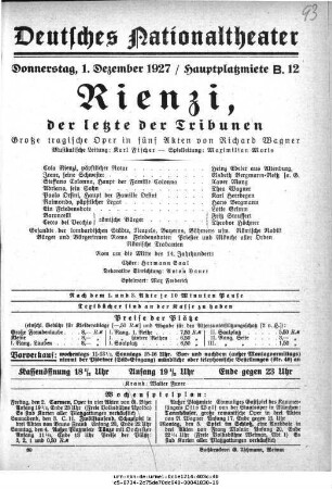 Rienzi, der Letzte der Tribunen