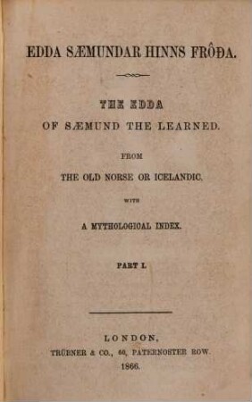 Edda Saemundar hinns Fróda : from the Old Norse or Icelandic. 1