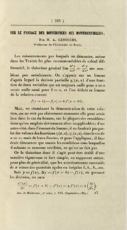 Sur le passage des différences aux différentielles.