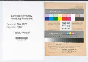 Entnazifizierung Wilhelm Tebbe , geb. 24.09.1899 (Polizeimeister)