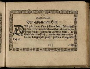Das IX. Capittel. Von gebratenen Hun / Die Vorlegung