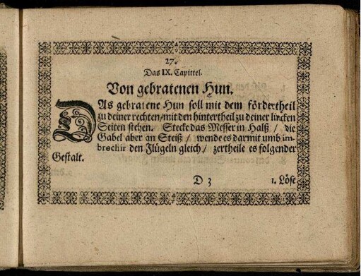 Das IX. Capittel. Von gebratenen Hun / Die Vorlegung