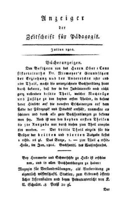Anzeiger der Zeitschrift für Pädagogik : Julius