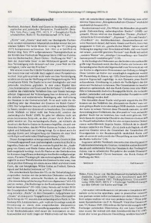 631-632 [Rezension] Nordsieck, Reinhard, Recht und Gesetz