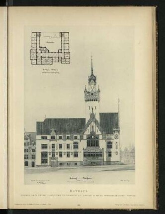 Rathaus. Entworfen von M. Ruëlberg † unter Leitung von Baudirektor A. v. Tritschler an der Kgl. Technischen Hochschule Stuttgart