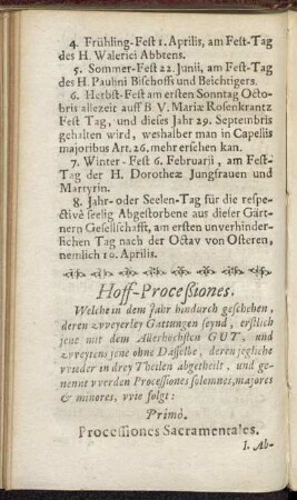 Hoff-Proceßiones.