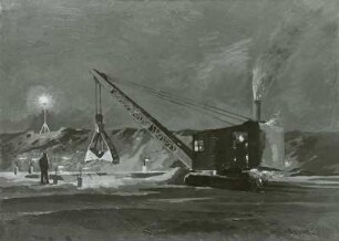 Nächtliche Landschaft mit Bagger