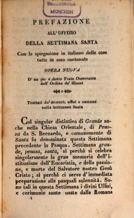 Officium majoris hebdomadae : Ufficio della settimana santa. Latino e volgare
