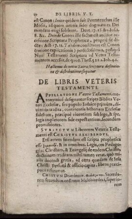 De Libris Veteris Testamenti.