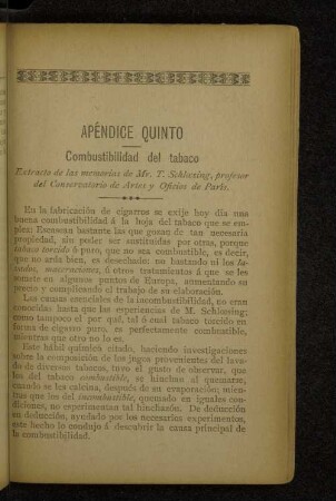 Apéndice quinto Combustibilidad del tabaco