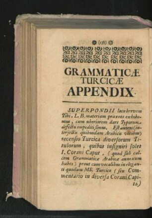 Grammaticae Turcicae Appendix.