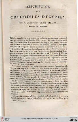 Description des crocodiles d'Égypte