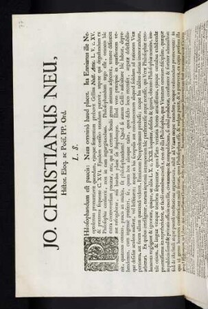 Jo. Christianus Neu, Histor. Eloq. ac Poës. PP. Ord. L. S.