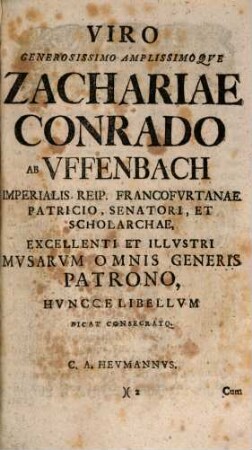 Christophori Augusti Heumanni Poecile Sive Epistolae Miscellaneae Ad Literatissimos Aevi Nostri Viros, Tomi 1. Liber 4.