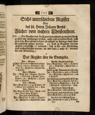 Sechs unterschiedene Register