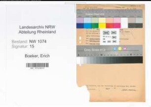 Entnazifizierung Erich Boeker , geb. 26.01.1909 (Verwaltungssekretaer)