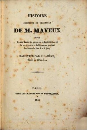 Histoire complète et véritable de M. Mayeux