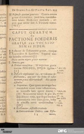 Caput Quartum. De Pactione Foederis Gratiæ Per Vocationem Et Fidem.