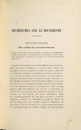 Recherches sur le bouddhisme
