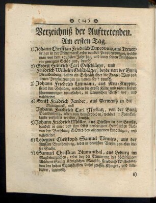 Am ersten Tag