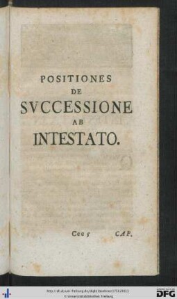 Positiones De Successione Ab Intestato.