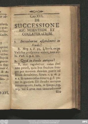 Cap. XVI. De Successione Asc[e]ndentium Et Collateralium.