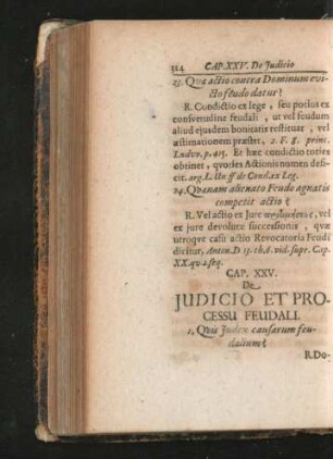 Cap. XXV. De Iudicio Et Processu Feudali.