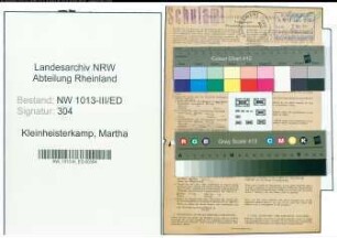 Entnazifizierung Martha Kleinheisterkamp , geb. 13.08.1899 (Lehrerin)