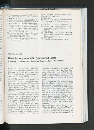1710 - Pastorneuwahl in Schönberg/ Probstei