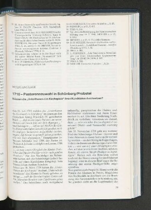 1710 - Pastorneuwahl in Schönberg/ Probstei