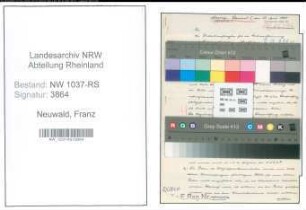 Entnazifizierung Franz Neuwald , geb. 14.08.1902 (Bahnsekretaer)