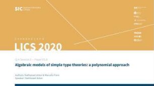 Algebraic models of simple type theories: a polynomial approach: Q/A Session E - Paper E5.D