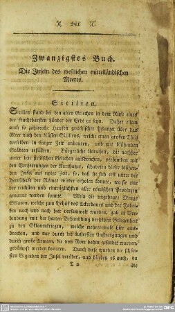 Zwanzigstes Buch. Die Inseln des westlichen mittelländischen Meeres