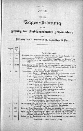 Tages-Ordnung, 09. Oktober 1901