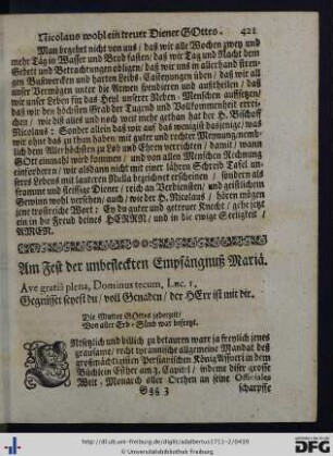 36. Am Fest der unbefleckten Empfängnuß Mariä - 40. Am Fest deß H. Apostels Johannis.