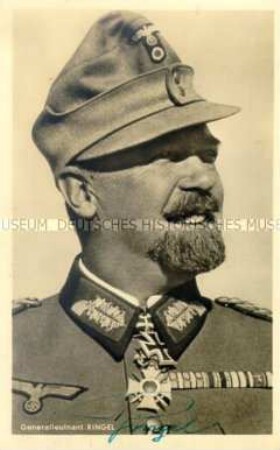 Autogrammpostkarte von Ritterkreuzträgern des Zweiten Weltkriegs: Generalleutnant Ringel
