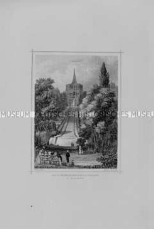 Riesenschloss im Park Wilhelmshöhe mit Pyramide, Herkulesfigur und Kaskaden