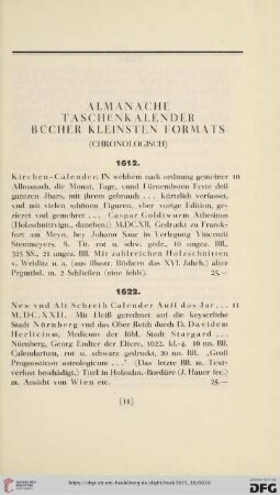 Almanache, Taschenkalender, Bücher kleinsten Formats chronologisch (Nr.10-130)