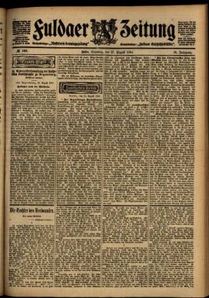 Erste Ausgabe vom Samstag, den 27. August 1904.