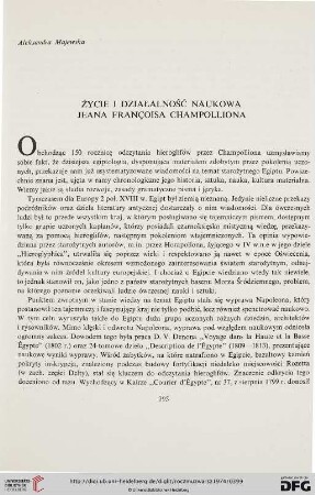 18: Życie i działalność naukowa Jeana Franc̨oisa Champolliona